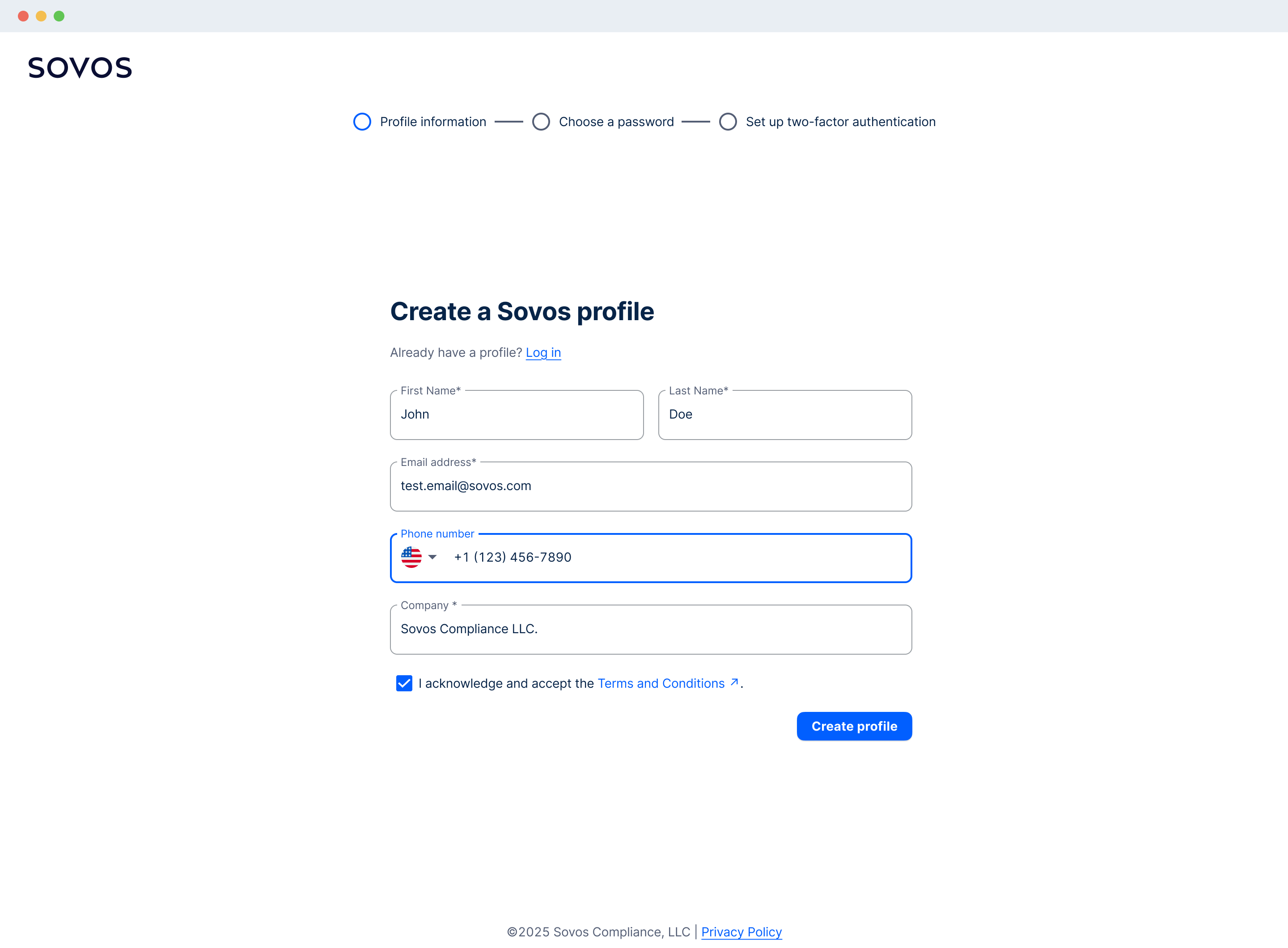 Sovos Login Registration